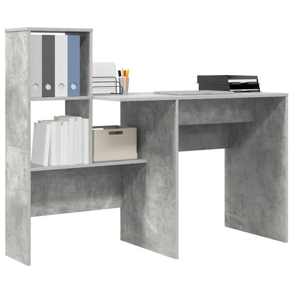 vidaXL Desk Concrete Grey 51.77 x 19.69 x 41.93 in Engineered Wood
