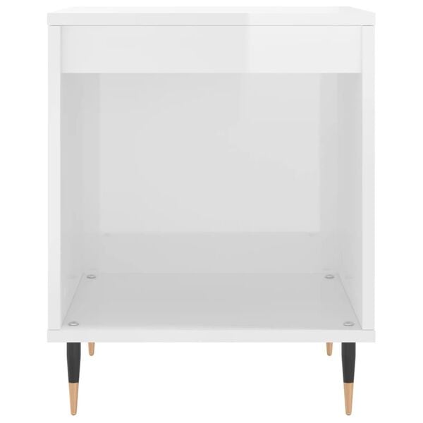 vidaXL Bedside Cabinet High gloss white Engineered wood, Metal Medium
