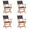 vidaXL Garden Chair Set of 4 Black, Natural Wood