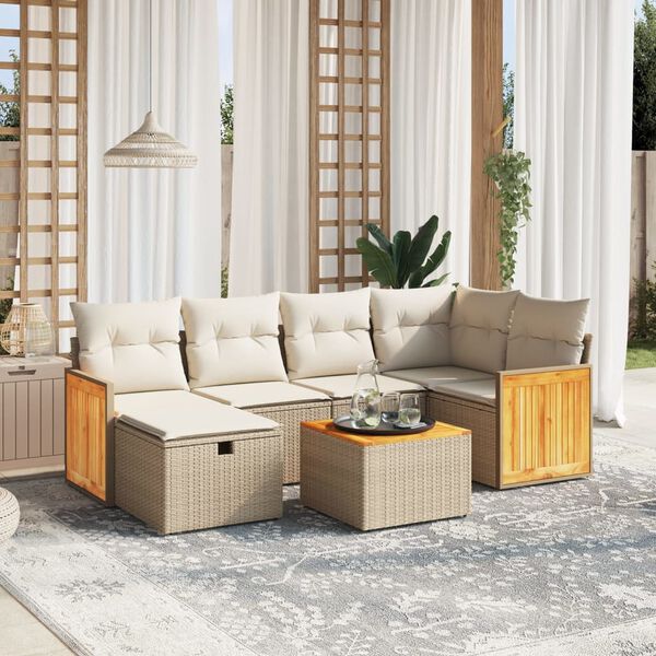 vidaXL Garden Sofa Set Beige PE Rattan Large Modular Garden Sofa Set