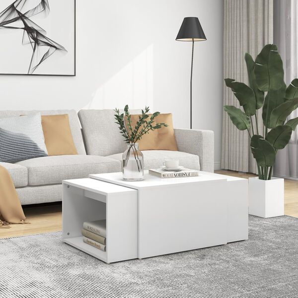 vidaXL Nesting Coffee Table Set White Engineered Wood Small to Medium