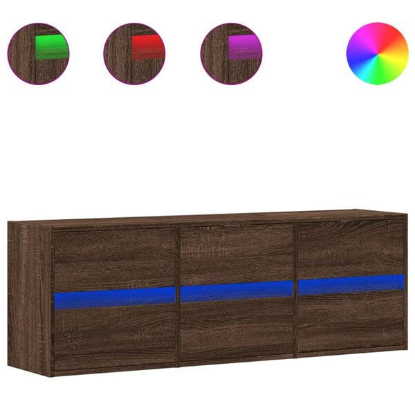 vidaXL TV Wall Cabinet Brown Oak Engineered wood 51.2 x 12.2 x 17.7 in