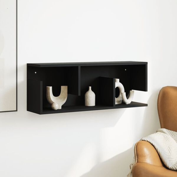 vidaXL Wall Cabinet Black Engineered wood Medium Wall Cabinet