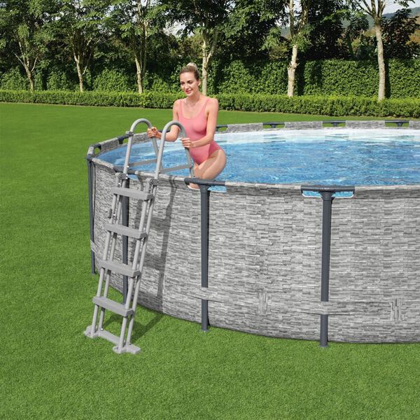 Bestway Swimming Pool Grey PVC Large Foldable Swimming Pool Round
