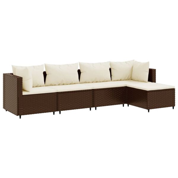 vidaXL Patio Lounge Set Set of 5 Brown