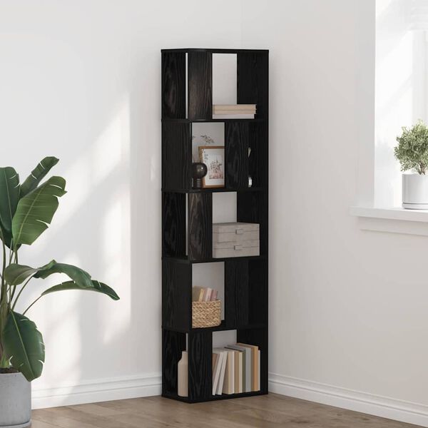 vidaXL Bookcase Black oak 45 x 23.5 x 162.5 cm Engineered wood
