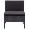 vidaXL Garden Lounge Set Black Poly Rattan, Powder-Coated Steel, Polyester