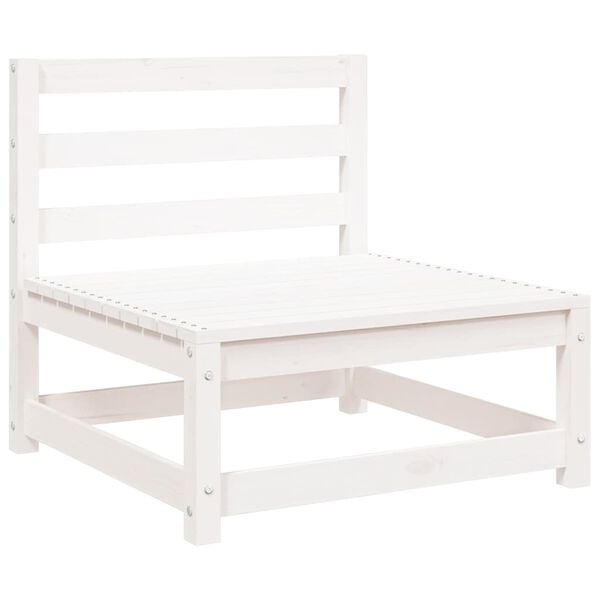 vidaXL Wooden Middle Sofa White Solid pinewood Compact Modular
