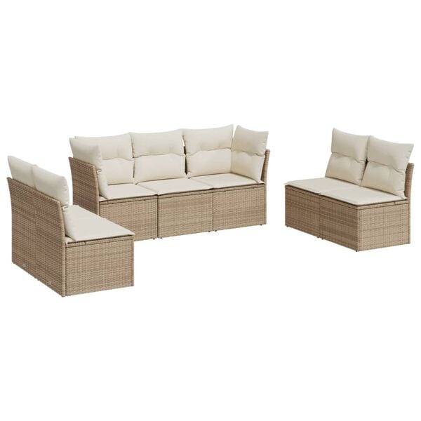 vidaXL Garden Sofa Set Beige PE rattan Large Modular Outdoor Sofa Set