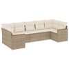 vidaXL Garden Sofa Set Beige PE Rattan 7 Piece Adjustable Feet