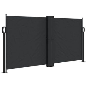 vidaXL Retractable Side Awning Black 100% polyester with a PU coating, Steel