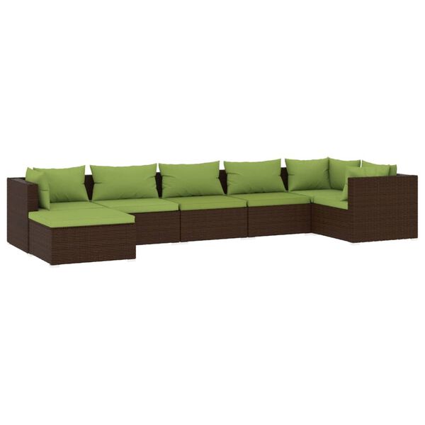 vidaXL Garden Lounge Set Brown, Green