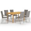 vidaXL Dining Set Grey Solid acacia wood, Powder-coated steel, PE rattan