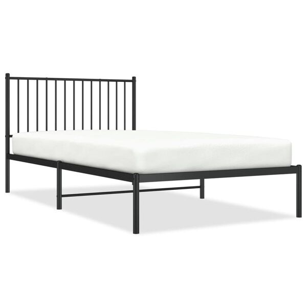 vidaXL Bed Frame Black Powder-Coated Steel Single Bed Frame