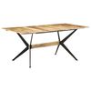 vidaXL Dining Table Natural Wood Solid Mango Wood, Powder-Coated Steel