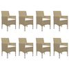 vidaXL Dining Set Table: Brown, Chairs: Beige, Cushions: Cream White