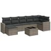 vidaXL Garden Sofa Set Grey PE rattan, powder-coated steel, tempered glass