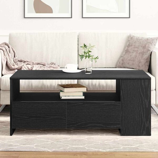 vidaXL Coffee Table Black Oak 40.16 x 21.65 x 17.13 in Engineered Wood
