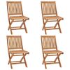 vidaXL Folding Patio Chairs with Cushions 4 pcs Solid Teak Wood