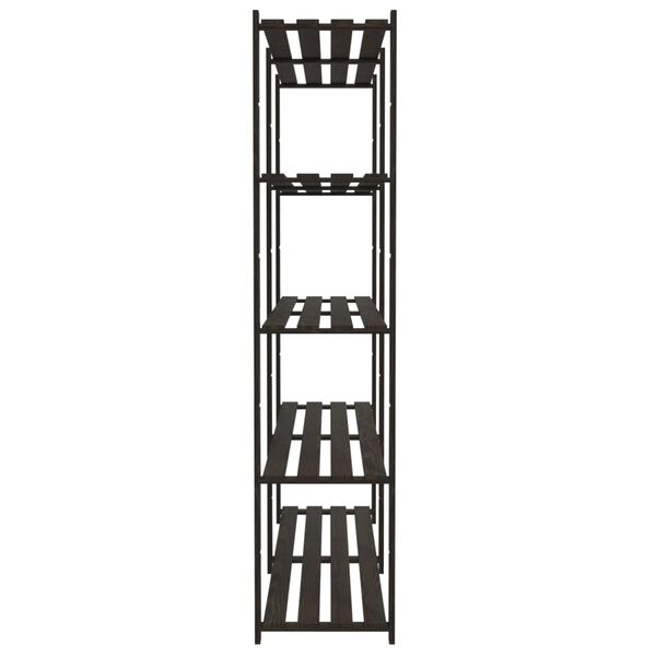 vidaXL 5-Tier Storage Rack Black 66.9x15.0x66.9" Solid Wood Pine