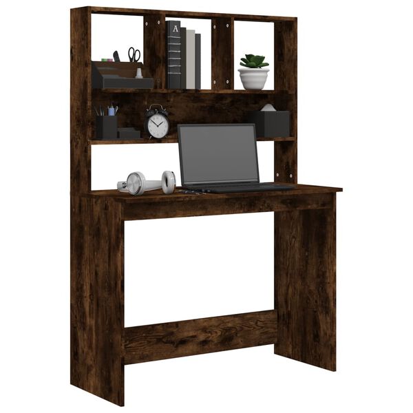 vidaXL Desk Smoked oak Engineered wood Compact Desk Rectangular