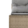 vidaXL Patio Sofa with Cushions Round Beige Poly Rattan