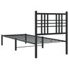 vidaXL Bed Frame Black Powder-Coated Steel Single Bed Frame