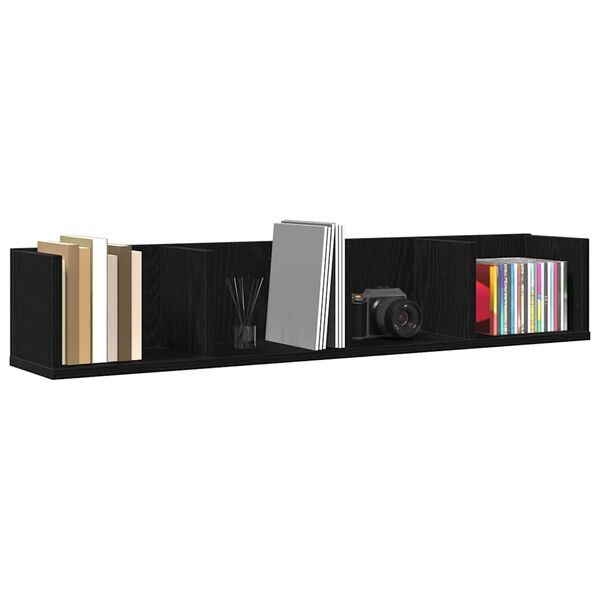 vidaXL Wall Shelf Black Oak 39.37 x 7.09 x 7.09 in Engineered Wood