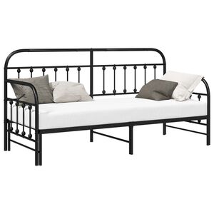 vidaXL Daybed Frame Black 29.53 x 74.80 in Powder-Coated Steel