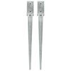 vidaXL Ground Spikes 2 pcs Silver 2.8x2.8x29.5" Galvanised Steel