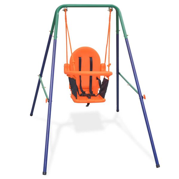 vidaXL Toddler Swing Blue, Green, Orange Steel, Plastic Standard Durable