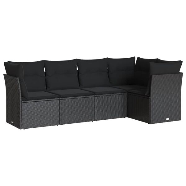 vidaXL Garden Sofa Set Black PE rattan, powder-coated steel, 100% polyester