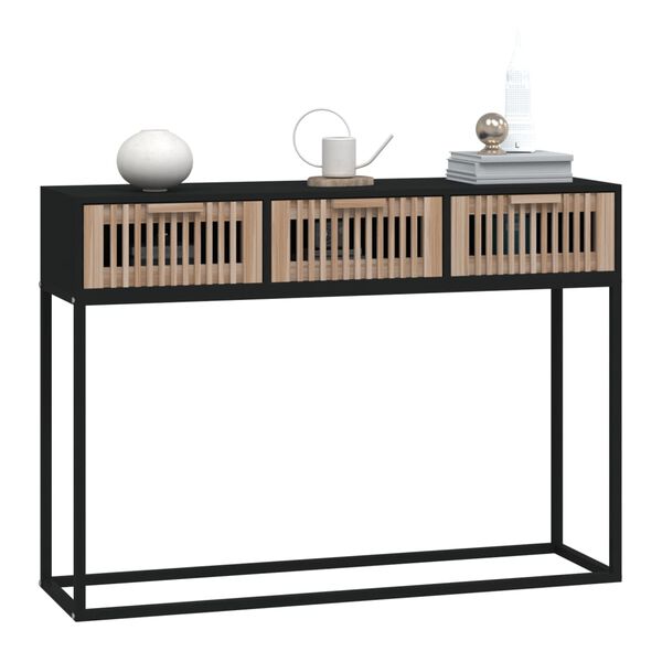 vidaXL Console Table Black Engineered wood, iron Narrow Console Table