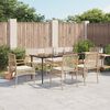 vidaXL Garden Dining Set Beige PE rattan 7 Piece Set