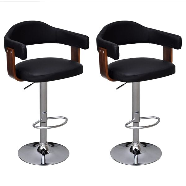 vidaXL Bar Stool Set of 2 Black and Brown