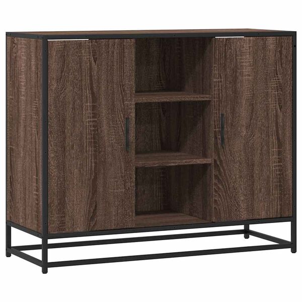 vidaXL Sideboard Brown Oak Engineered wood, Metal 36.2x13.8x29.9 in