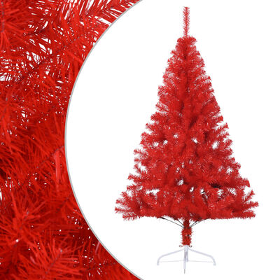 vidaXL Artificial Half Christmas Tree with Stand Red 4 ft PVC