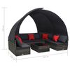 vidaXL 9 Piece Patio Lounge Set with Canopy Poly Rattan Anthracite