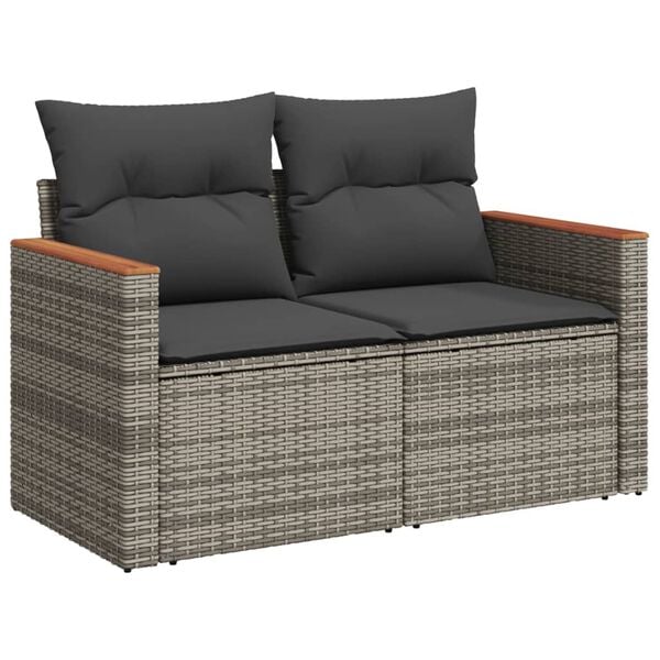 vidaXL Garden Sofa Set Gray Poly Rattan 10 piece Modular