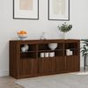 vidaXL Sideboard Brown oak Engineered wood, glass 56.1 x 14.6 x 26.4 in