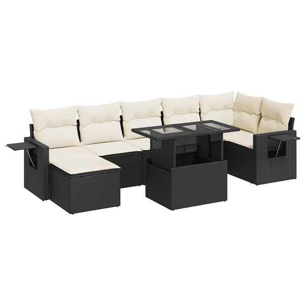 vidaXL Garden Sofa Set Black PE Rattan 8 Piece Set Modular
