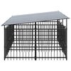 vidaXL Dog Kennel Black Powder-Coated Steel 60.8 sq ft floor area