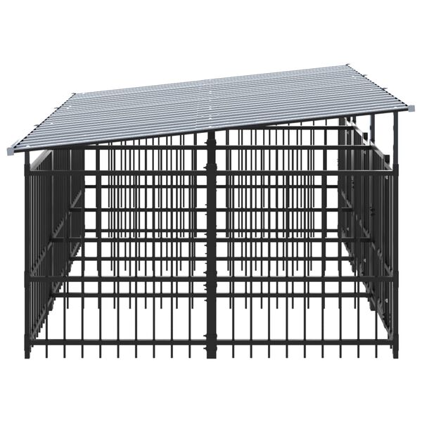 vidaXL Dog Kennel Black Powder-Coated Steel 60.8 sq ft floor area