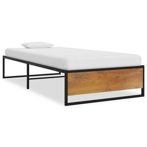 vidaXL Bed Frame Black Powder-coated metal, MDF Twin Durable Bed Frame