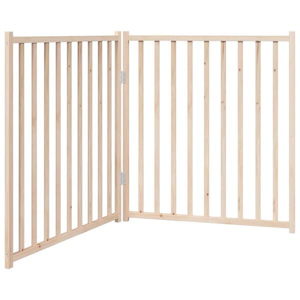vidaXL Dog Gate Set of 2 Brown Solid Fir Wood 63 in Foldable