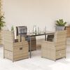 vidaXL 5 Piece Patio Dining Set with Cushions Beige Poly Rattan