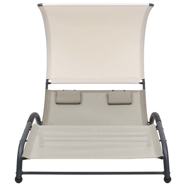 vidaXL Sun Lounger Cream Textilene, Steel Double Sun Lounger