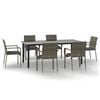vidaXL Garden Dining Set Black and grey with dark grey cushions