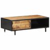 vidaXL Coffee Table Brown Rough Mango Wood, Powder-Coated Steel