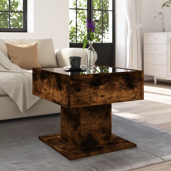 vidaXL Coffee Table Smoked oak Engineered wood, glass Medium